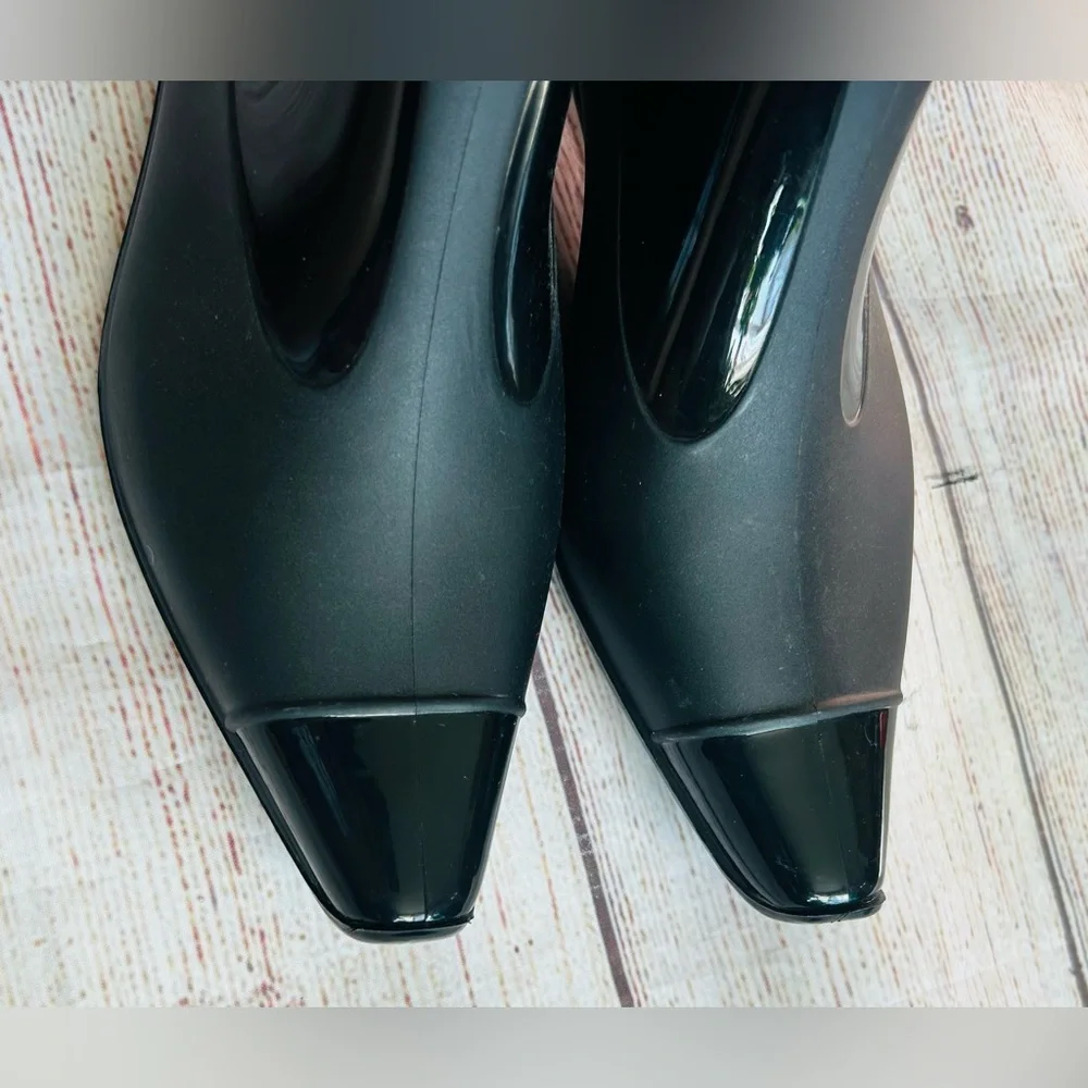 Jeffrey Campbell Black Glossy Short Rain Boots